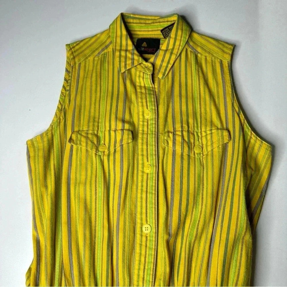 Liz Claiborne Sport Womens Summer Dress 4P Yellow Sleeveless Midi Button Closure - Picture 3 of 9